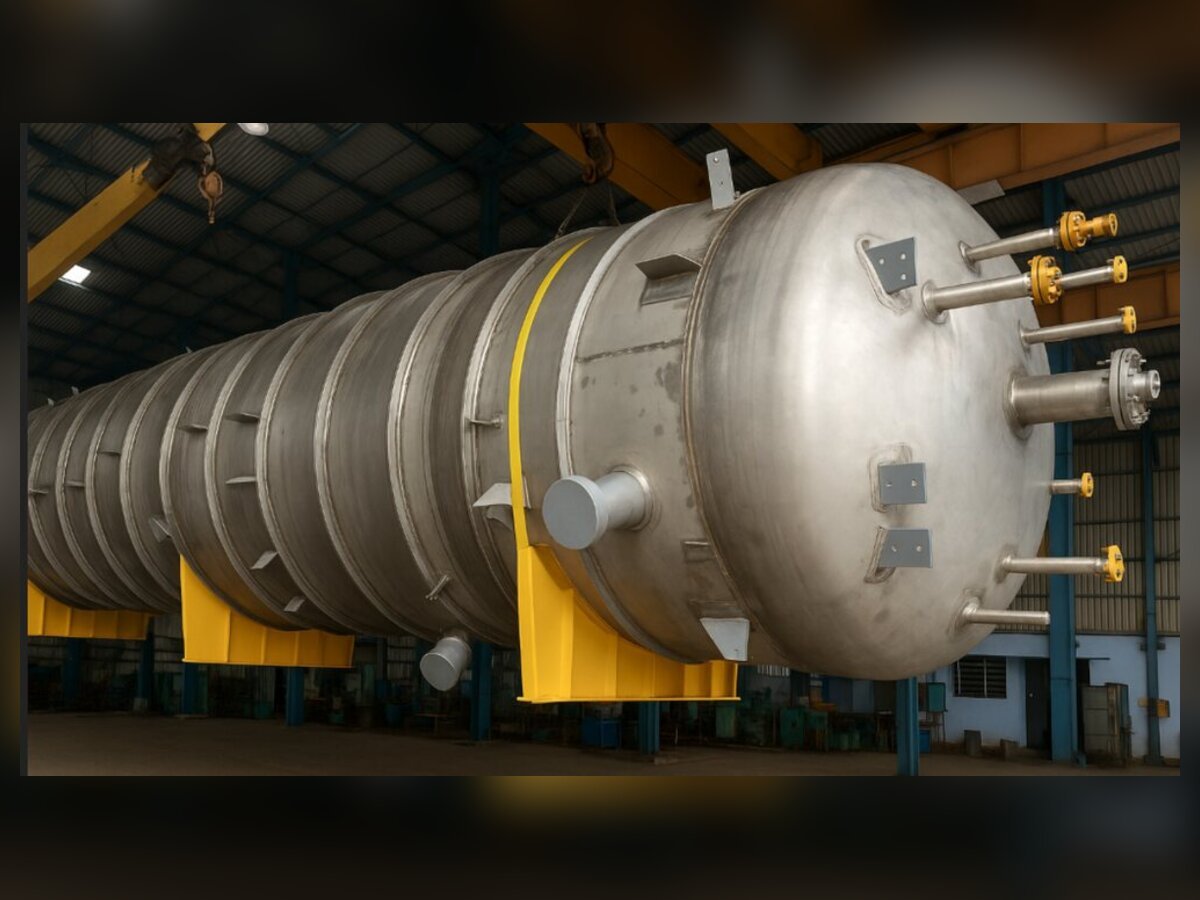 Large fabricated pressure vessel with dished ends